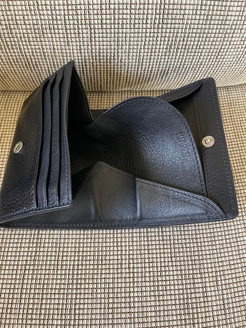 最終再お値下げ中！ HIROFU レザー製 二つ折り財布 ネイビー
