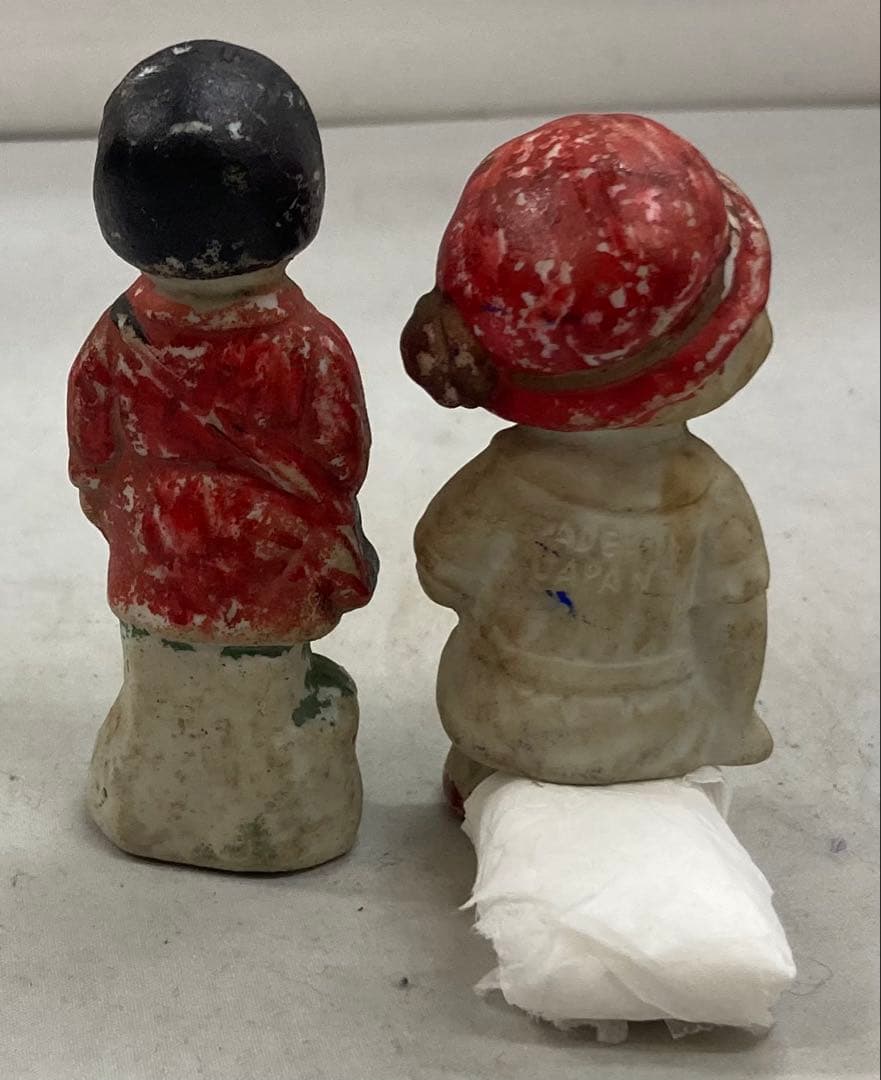 B427b「陶磁器人形 6体」戦前　レトロ　ヴィンテージ　男子　女子