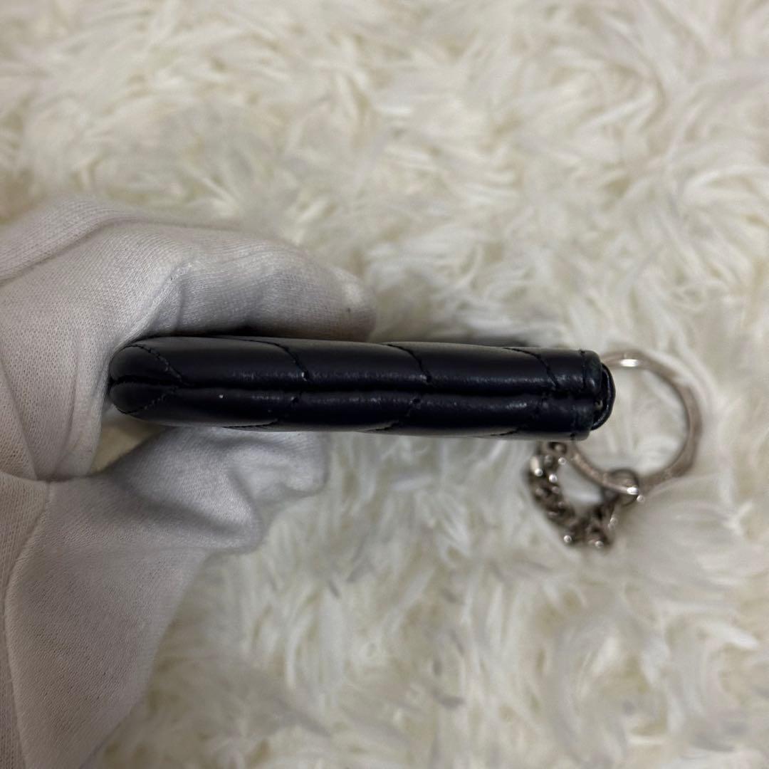 SAINT LAURENT ケース キルティングレザー シルバーロゴ 黒