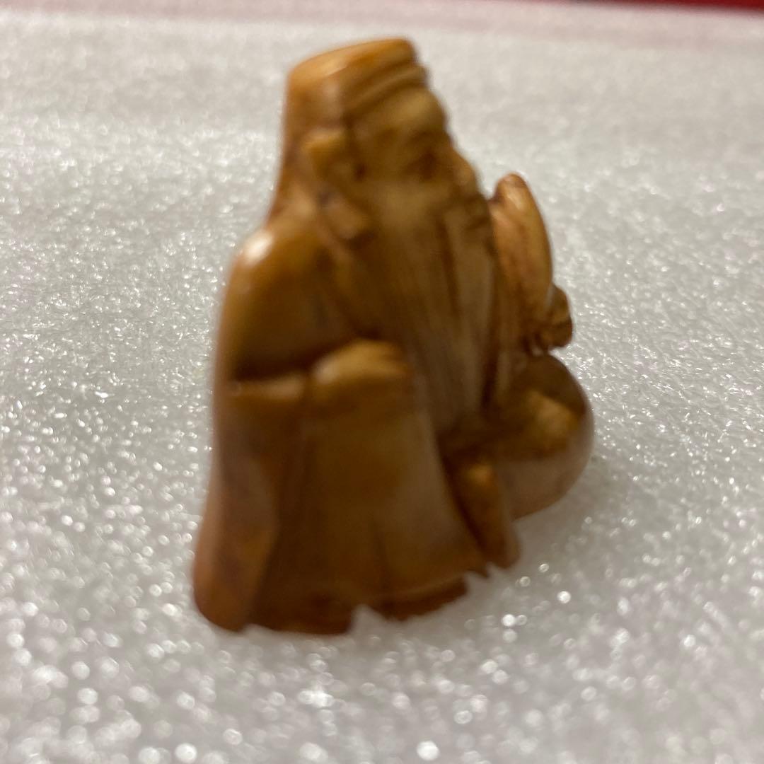 極上天然素材 寿老人彫刻 根付 提げ物 - メルカリ