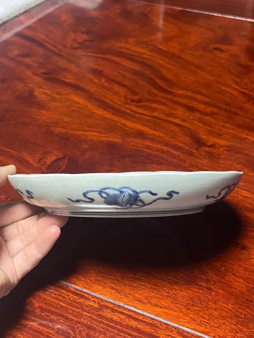 古伊万里　印判　無傷完品　中皿　紙刷　柿右衛門　渦福　角福　藍九谷　江戸中期