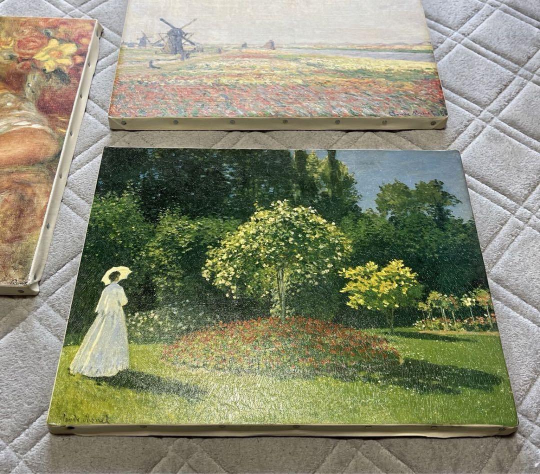 モネ　庭の女　ルノワール　複製画　モネとその仲間たち展　油彩　画布　木枠