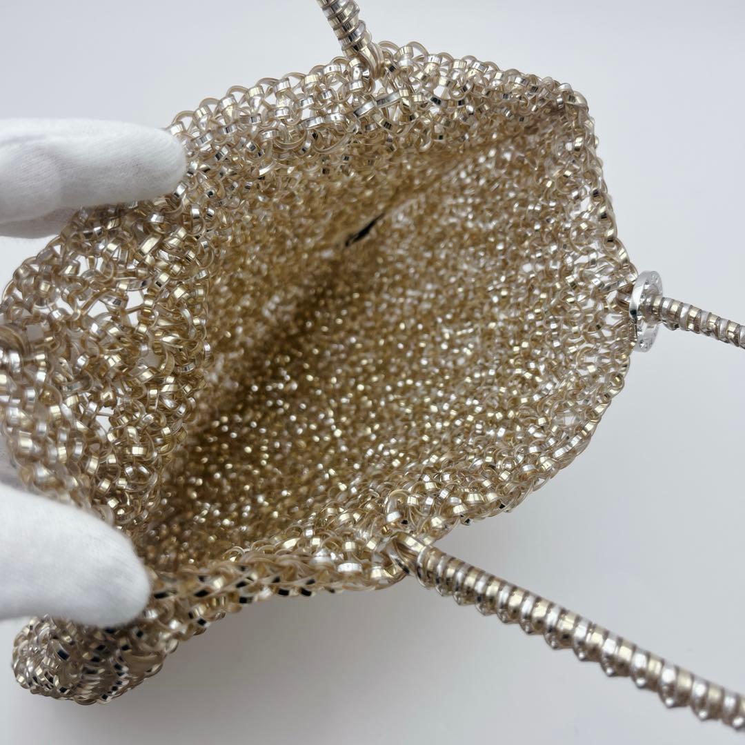 【美品】アンテプリマ スクエアワイヤーバッグ ゴールド ミニハンドバッグ