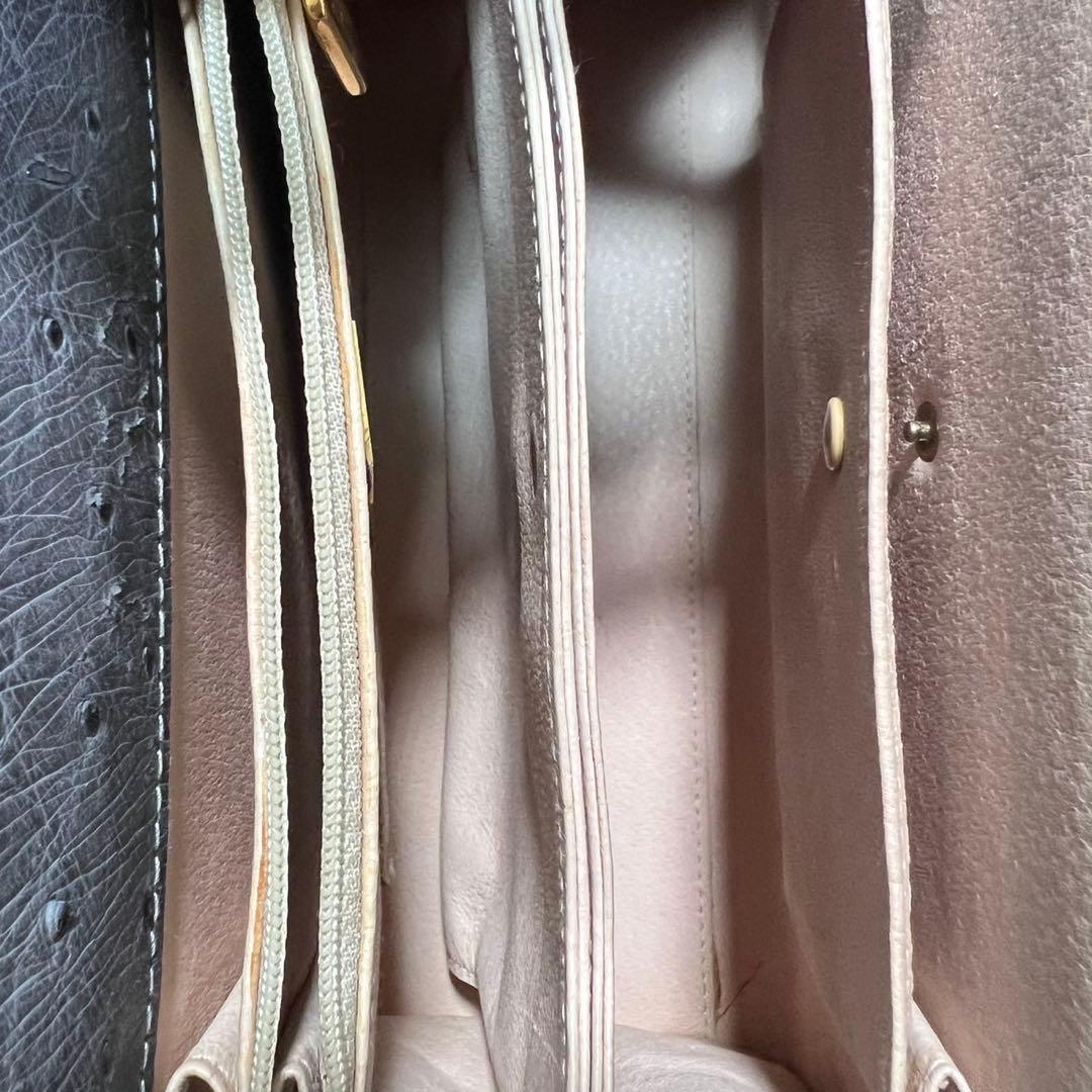 【美品】HERNO Italy製/オーストリッチ/ターンロック/ハンドバッグ