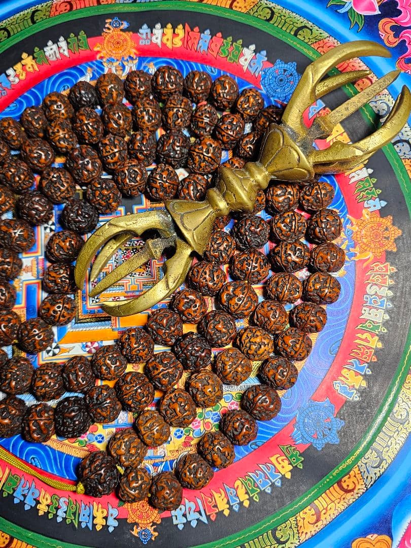 超希少‼️オールドルドラクシャ 109個‼️ ネックレス ネックレス K10イエローゴールド(JLージュエルー)(野生動物の楽園