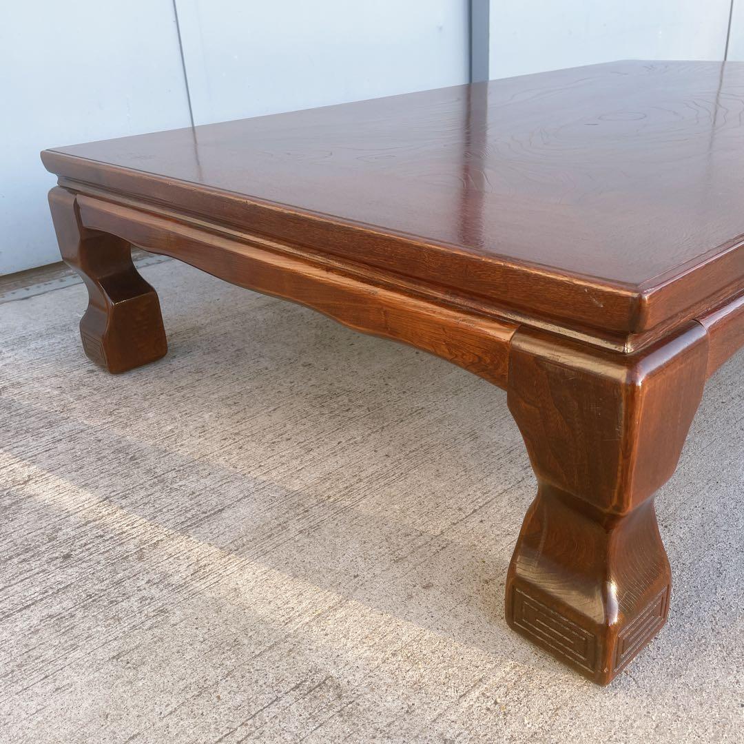 唐木家具 彫刻 花梨家具 木製座卓 ダークブラウン 和室 アンティーク