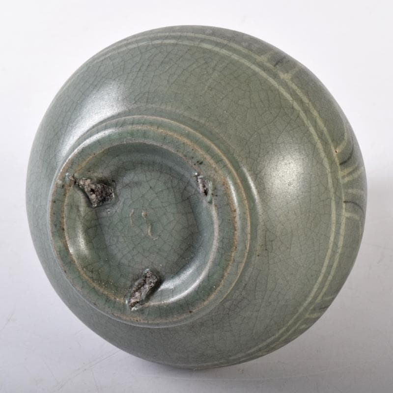 朝鮮美術 李朝 高麗青磁 象嵌花文 徳利 V R7944