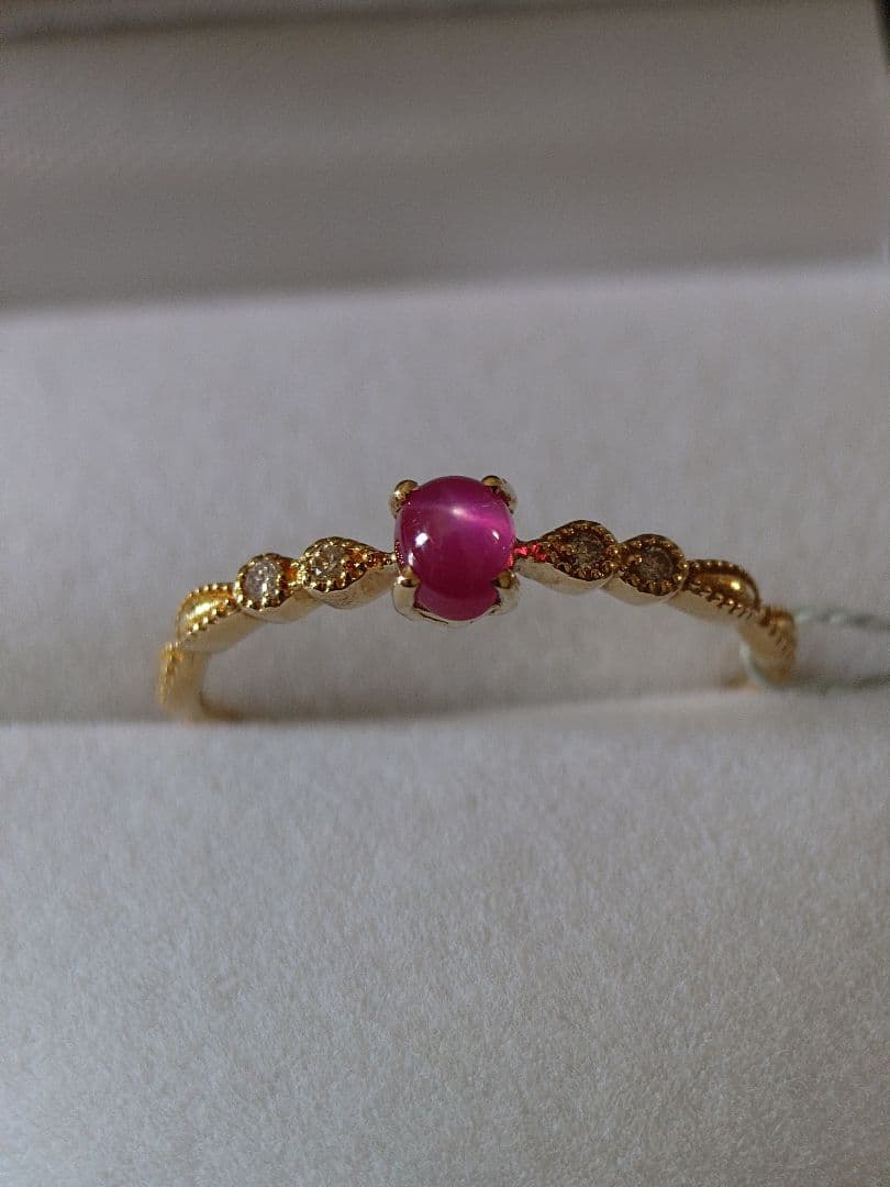 さ*ー様 K18天然スタールビー　ダイヤモンド　リング　10号