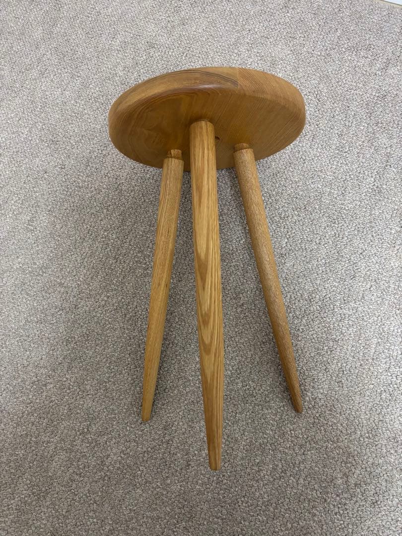 木製円形スツール 3本脚
