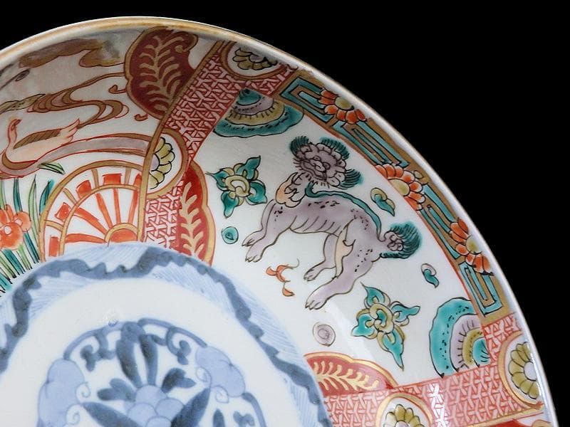 古伊万里 色絵 花鳥紋に獅子の図 深鉢 D285AS-CQm - メルカリ