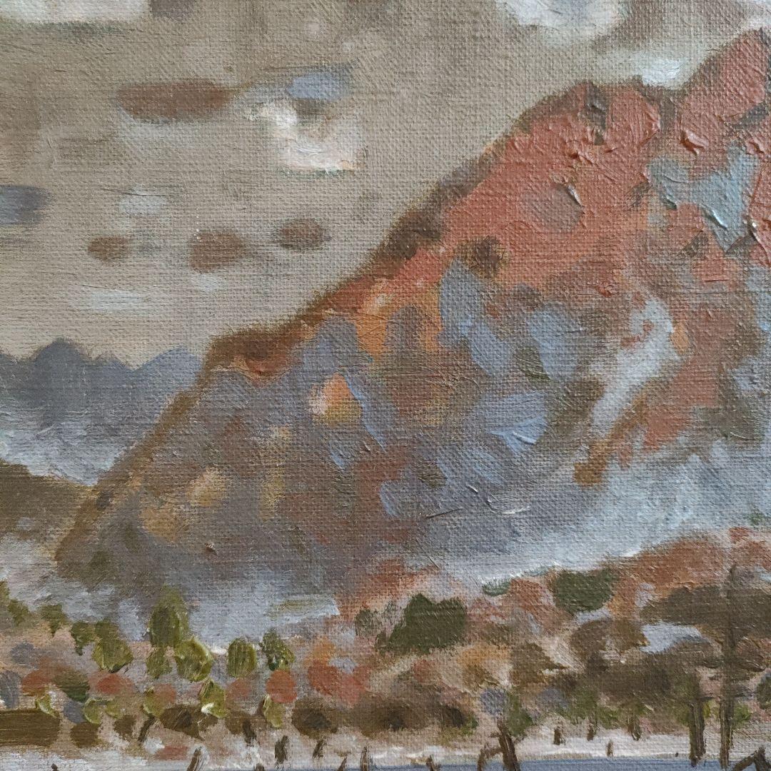 山口操助　油彩画 F4号『焼岳と大正池』、1961年製作。