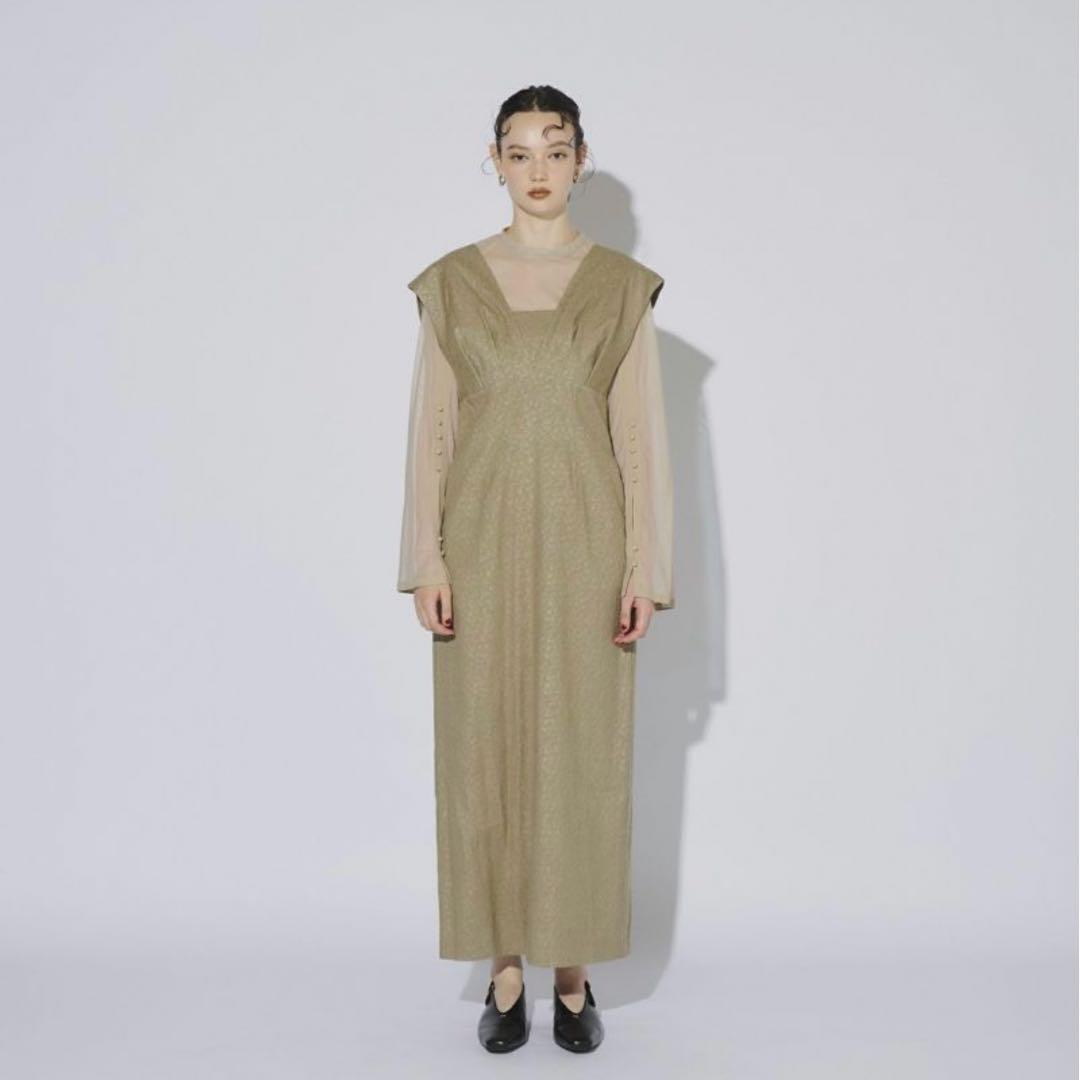 ANDRESD V line jacquard dress カーキ　M