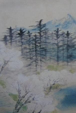 平福百穂、【秋田名勝画帖　千秋公園より大平山を眺む】、希少な大判額装用画集より