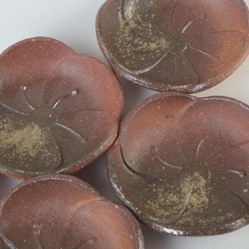 茶道具 信楽焼 高橋楽斎造 ネジ梅 小皿 五客 共箱 V 9662 美術品