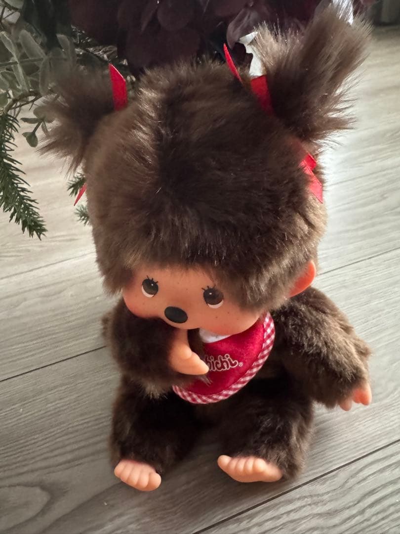 O モンチッチ プレミアムスタンダード M ブラウン ペアで座り