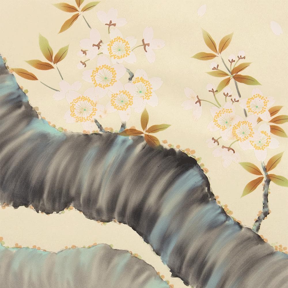 掛軸 日本画 小木曽祥雲「桜に小鳥」共箱 東洋美術会会員