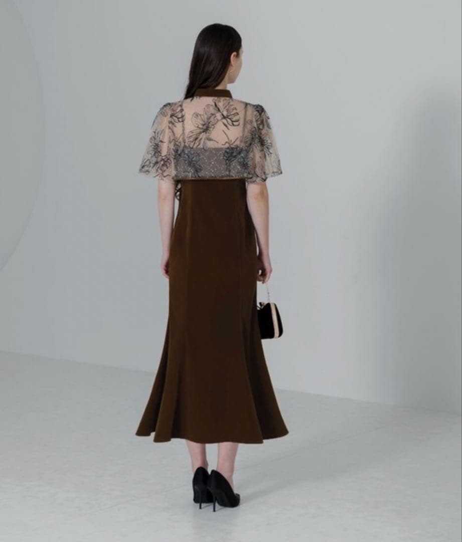 【Ka2U】Leja 花柄刺繍ボレロ付きベロアマーメイドキャミワンピ