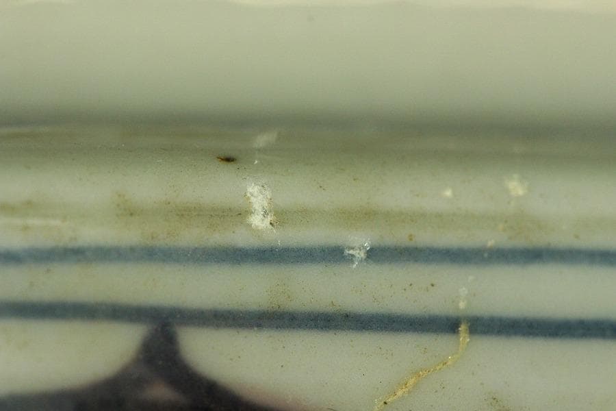 中国美術 青花 染付 竹笹 題詞 盤 φ42.5cm(LC343)