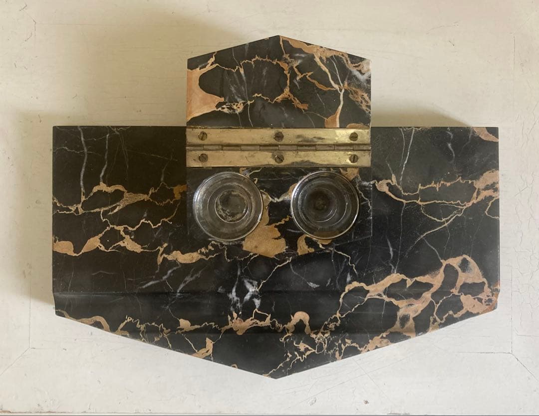 値下げ フランス アンティーク ネロポルトロ 大理石 ペン置き インク