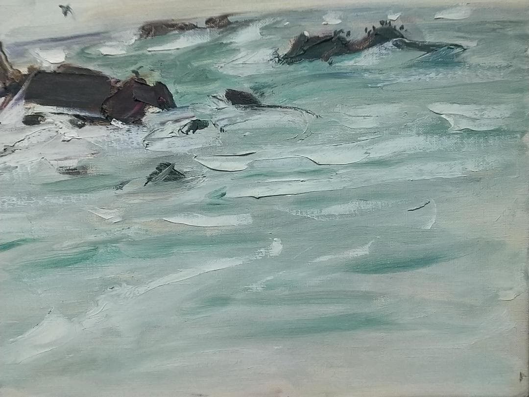 「冬の海」房総黒生海岸 絵画 油絵 F8