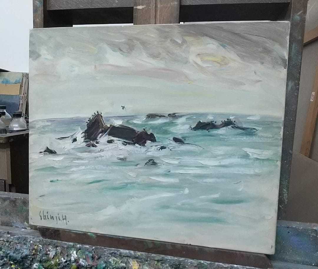 「冬の海」房総黒生海岸 絵画 油絵 F8