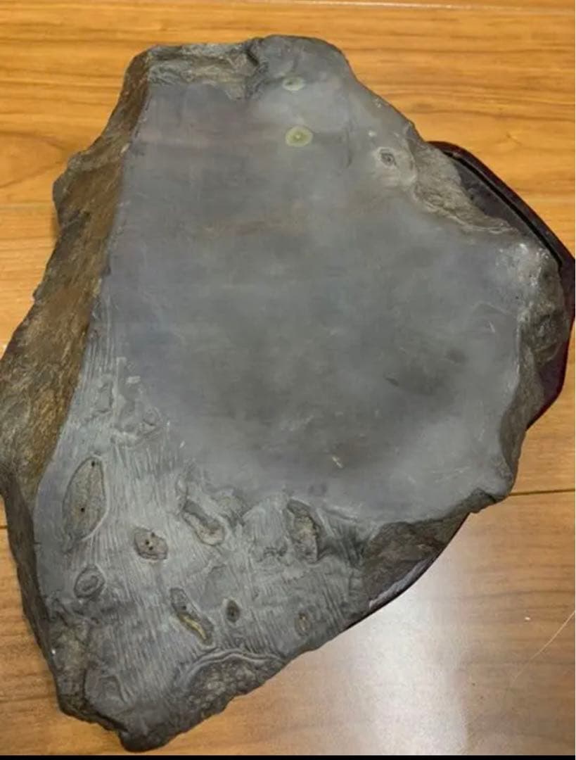 中国・書道具/名石 清時代文房四宝端渓硯/魚脳凍・天青色、赤