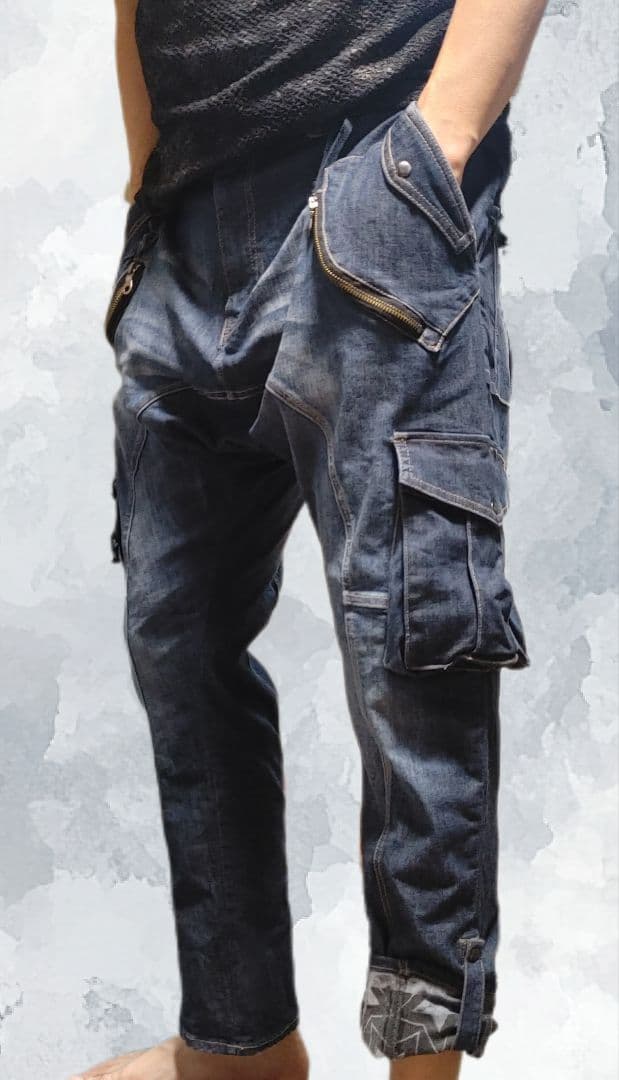 PPFM デニムサルエルパンツ 多ポケット フリーサイズ - メルカリ