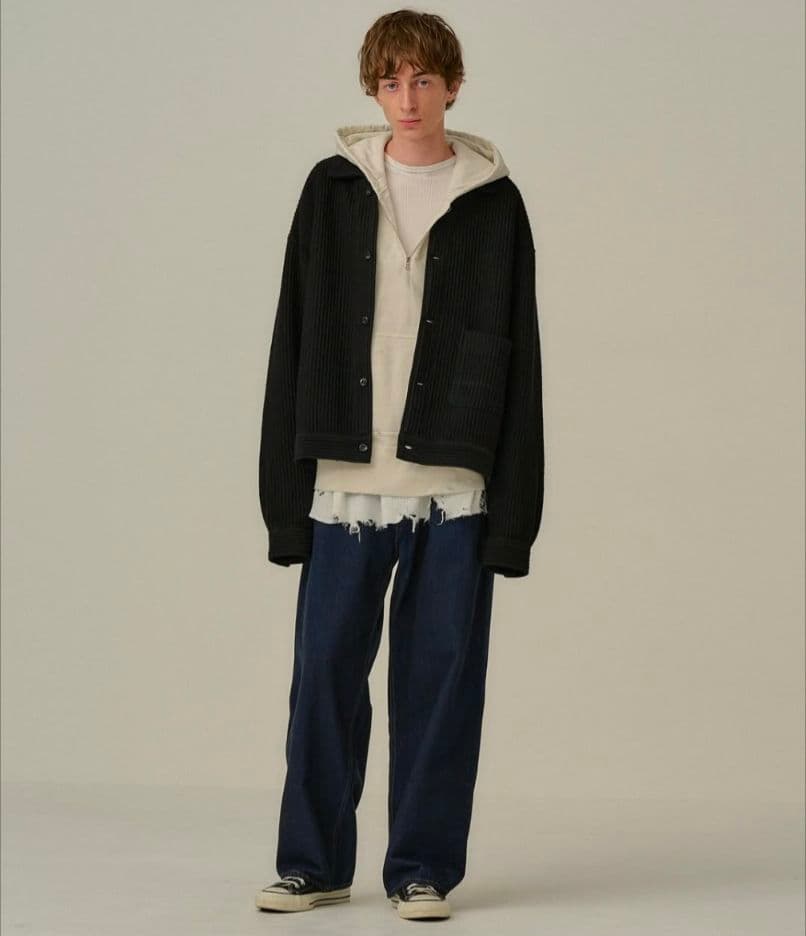 ​【完売品/新品未使用】ANCELLMアンセルムハーフジップフーディー白サイズ1