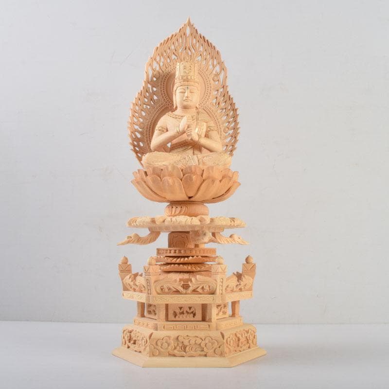 仏教美術 桧彫刻 大日如来坐像 仏像 華鬘台 C 8801