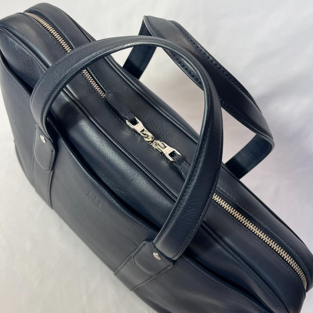 美品 ダンヒル ハムステッド 2way ブリーフケース レザー 上品 ネイビー