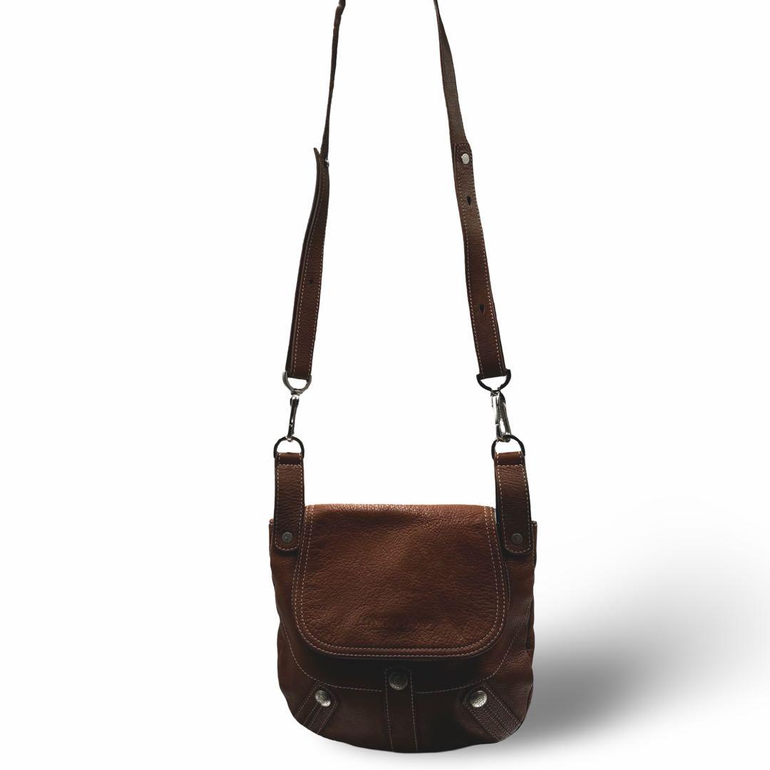 【ヴィンテージ】ロンシャン　ショルダーバッグ　オールレザー　ブラウン　斜め掛け