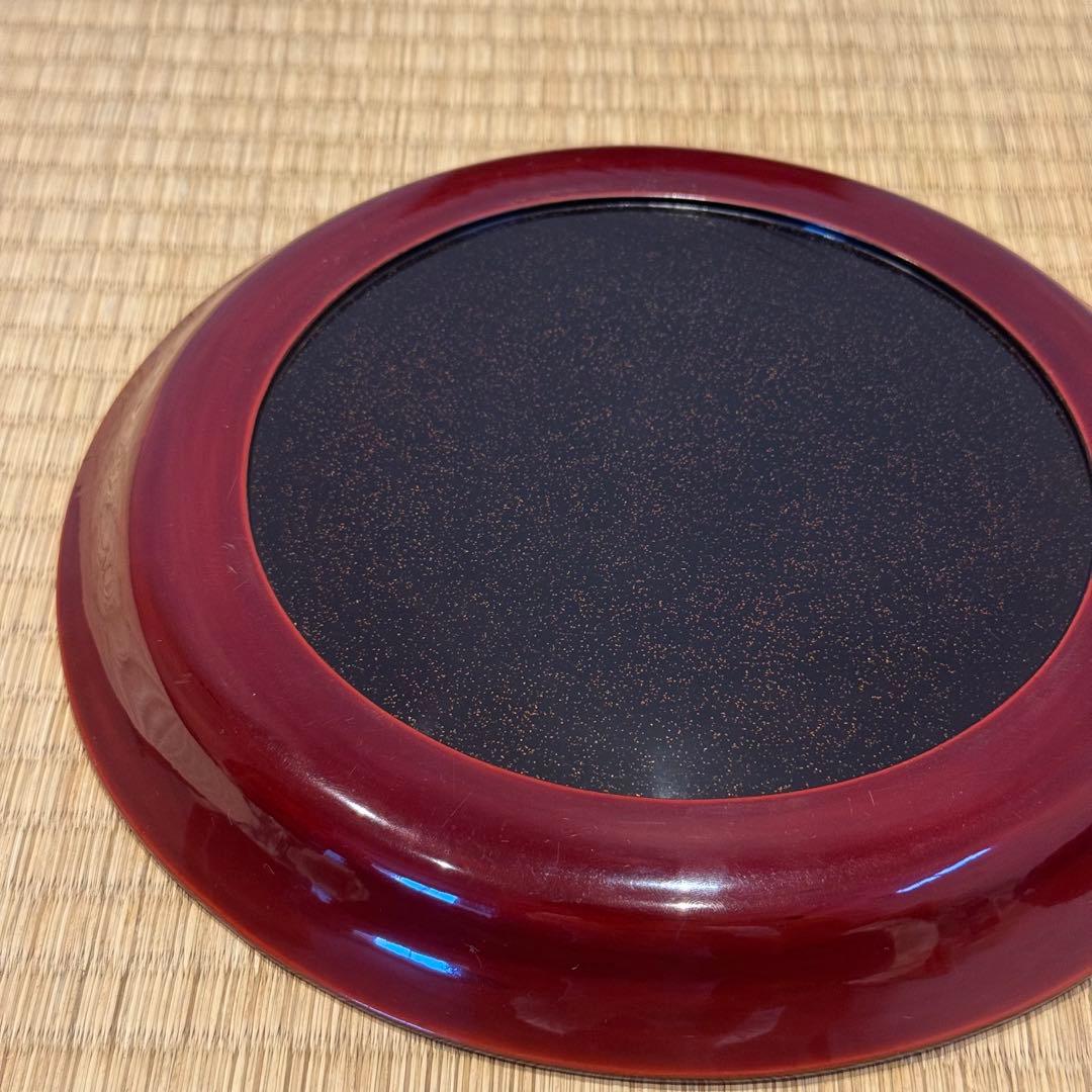 時代漆器 梨地 研ぎ出し梅蒔絵 丸盆 木製漆器 茶懐石道具 / 輪島塗