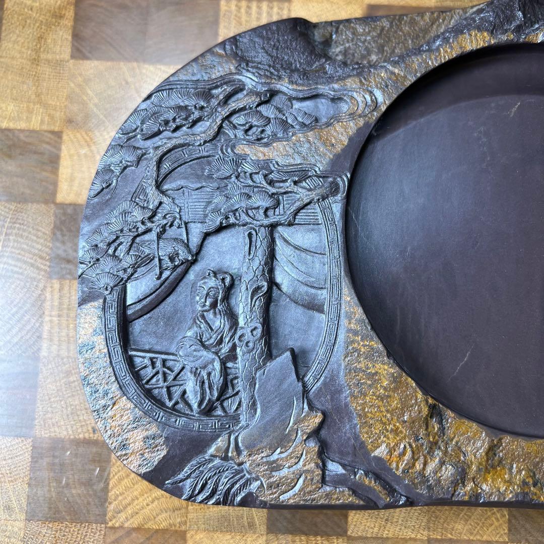 大型】端渓老坑楼閣図硯【加厚】