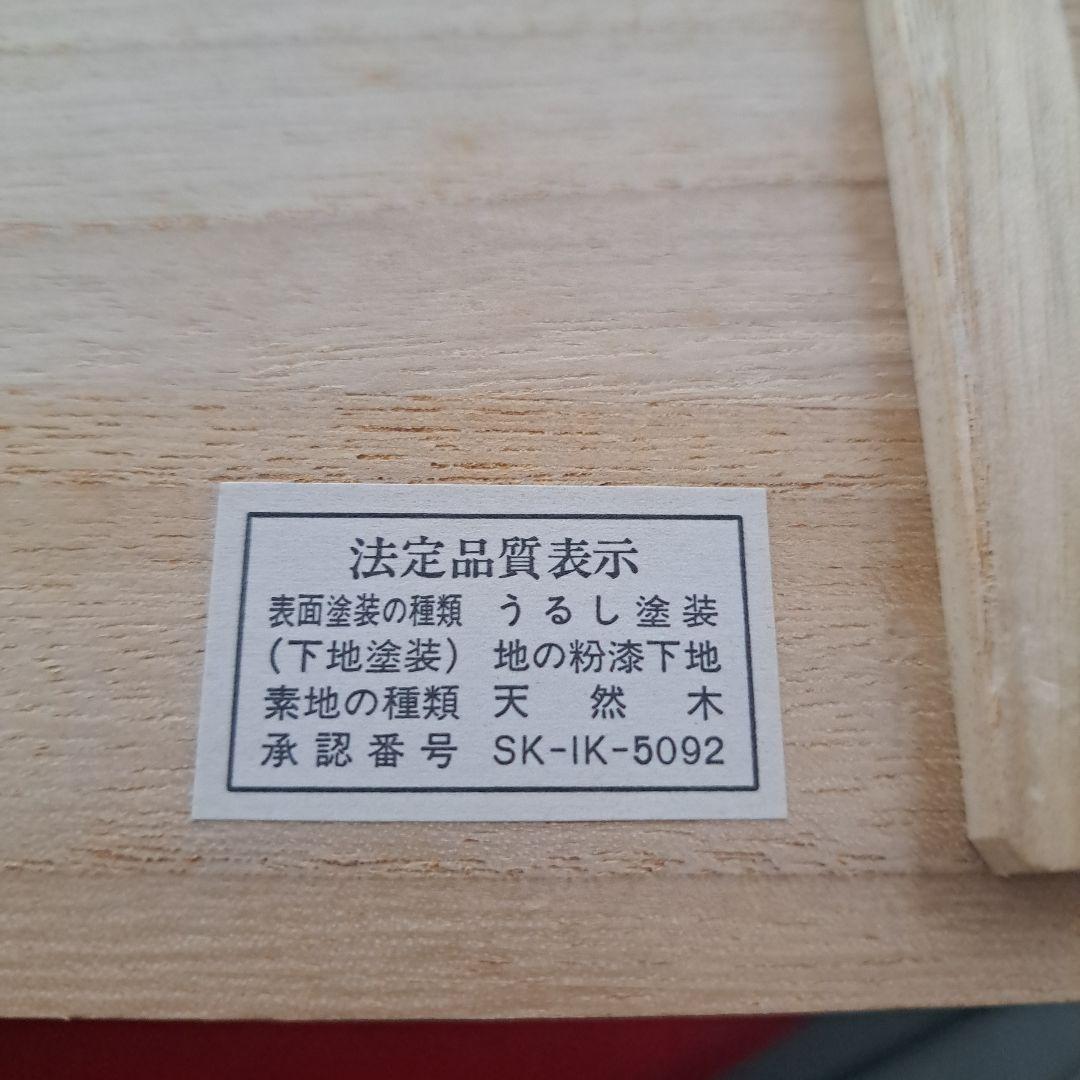 【輪島塗　折敷膳×5客】布着本堅地 鏡面仕上げ　青海波蒔絵　未使用品