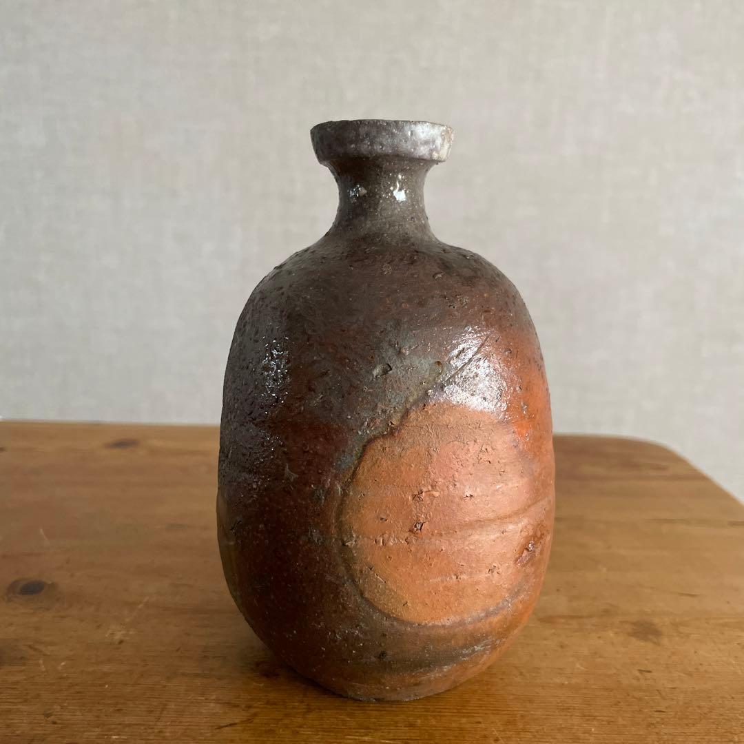 堀江英城 酒器　備前 牡丹餅 徳利　花瓶　一輪挿し　共箱