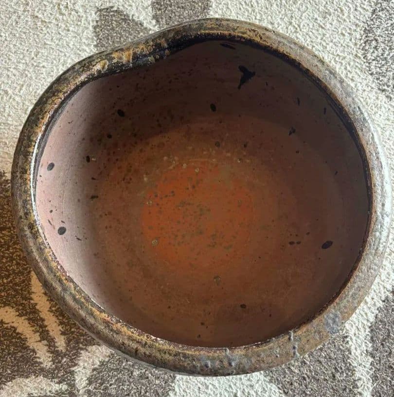 丹波焼　灰釉印花文甕　水差し花生け　骨董品アンティーク