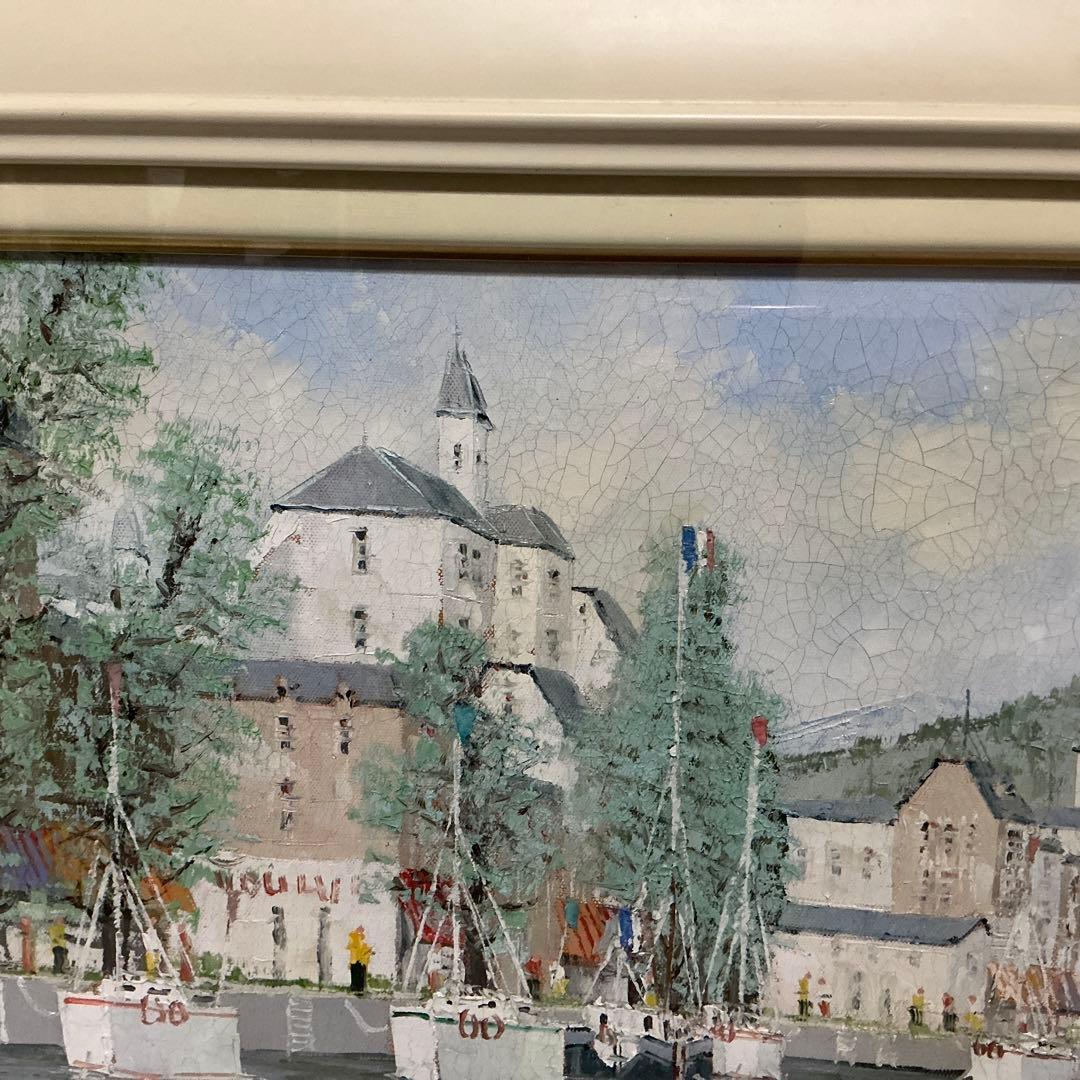 油絵　「オリオ港 」　黒沢久　作品　F6 サイズ 肉筆 油絵 油彩額装作品