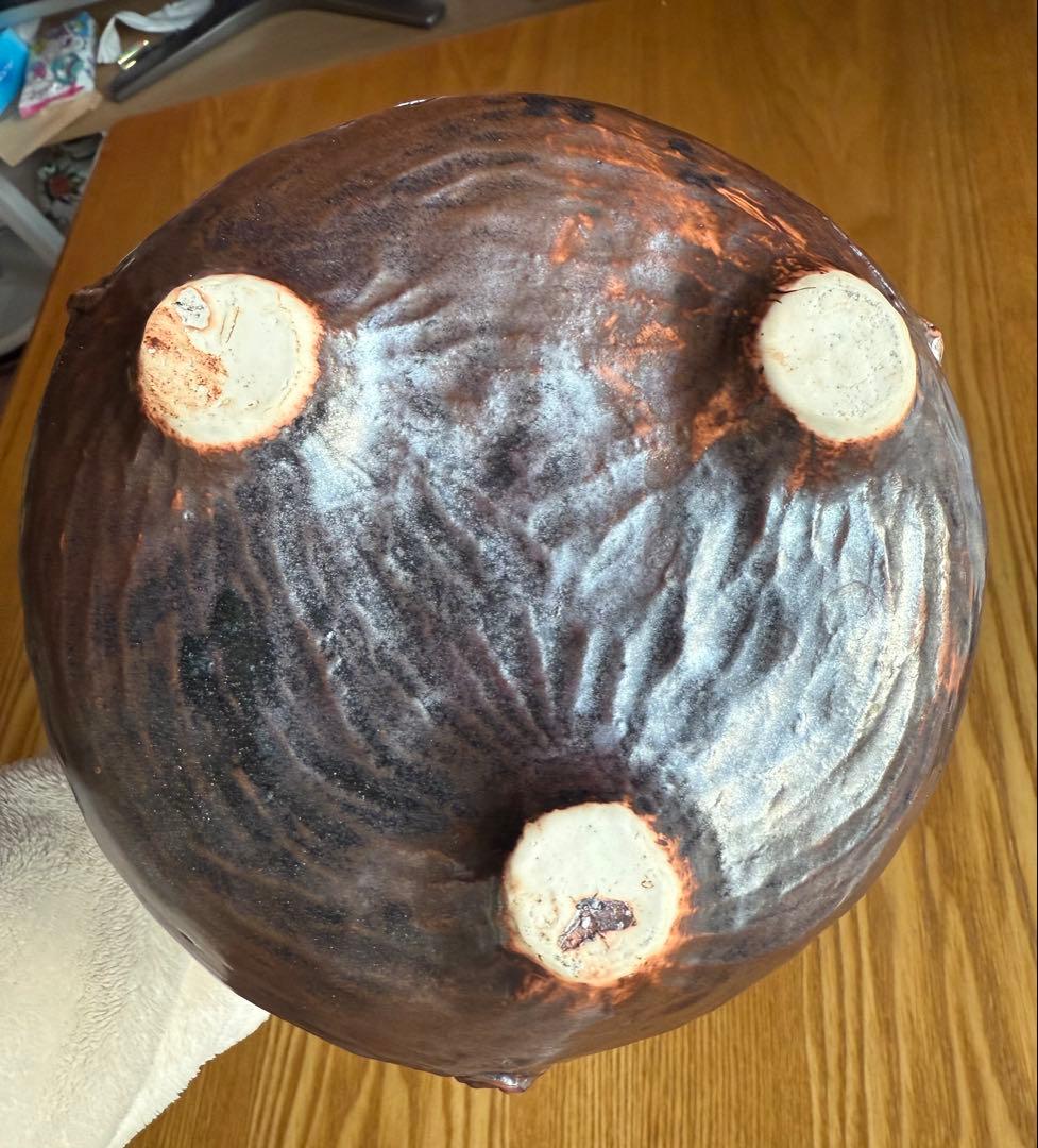 相馬焼？信楽焼？蟹　カニ装飾の陶器花瓶　置物　アンテリア