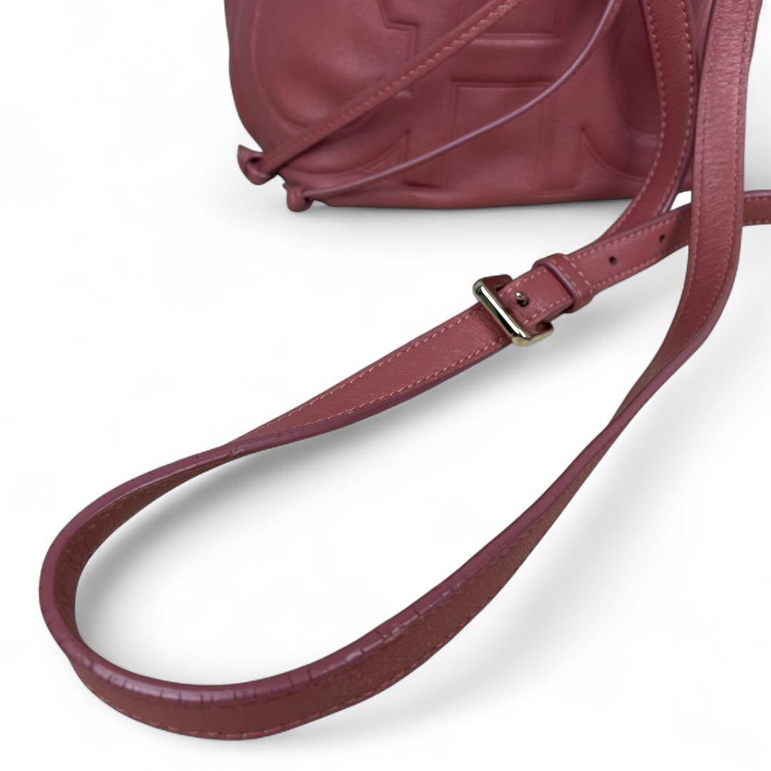 美品　ジミーチュウ　ジュノ　ショルダーバッグ 巾着　ローズウッド レザー