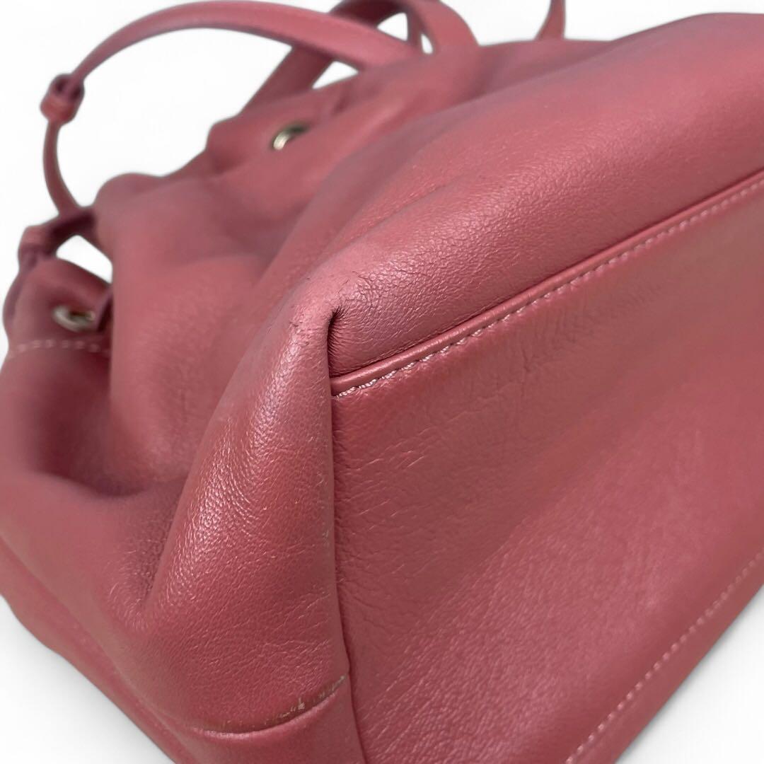 美品　ジミーチュウ　ジュノ　ショルダーバッグ 巾着　ローズウッド レザー