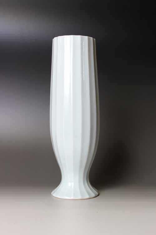 河合誓徳 白磁瓶 花瓶 共箱 共裂 日本の陶芸家 大分県