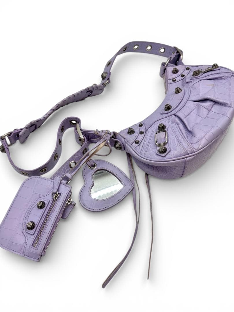 BALENCIAGA Le Cagole XS ライラック クロコ型押し