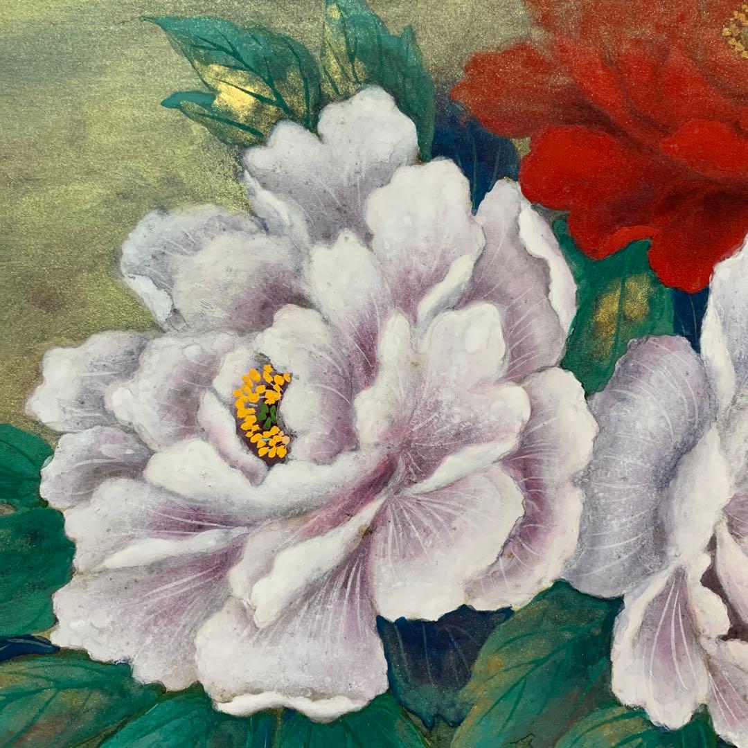 絵画 額装 日本画肉筆 真作 武井篤胤『富貴花』10号