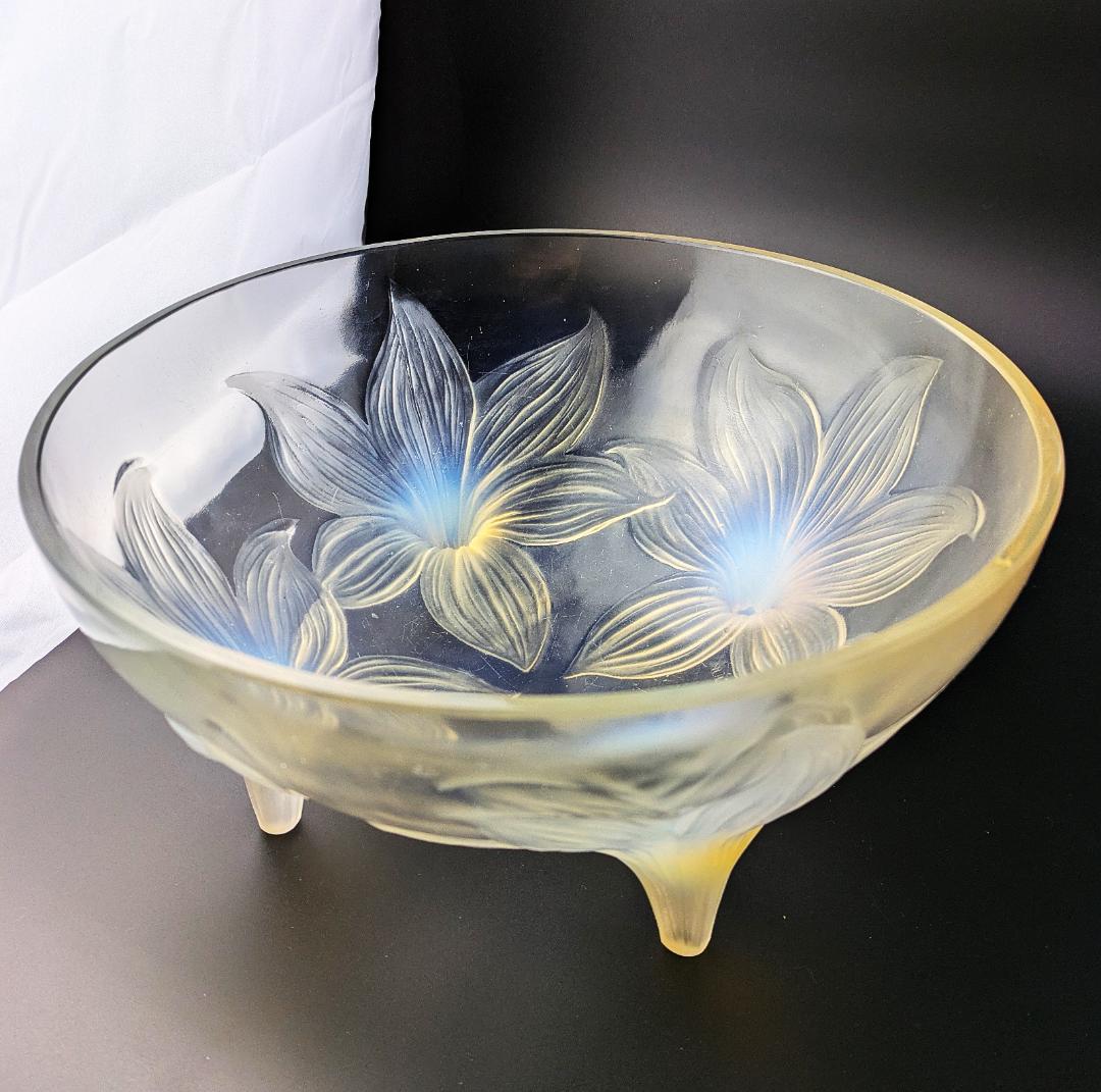 贅沢な時間を☆ラリック LYS 百合 オパルセント 大鉢 ボウル 1924年頃
