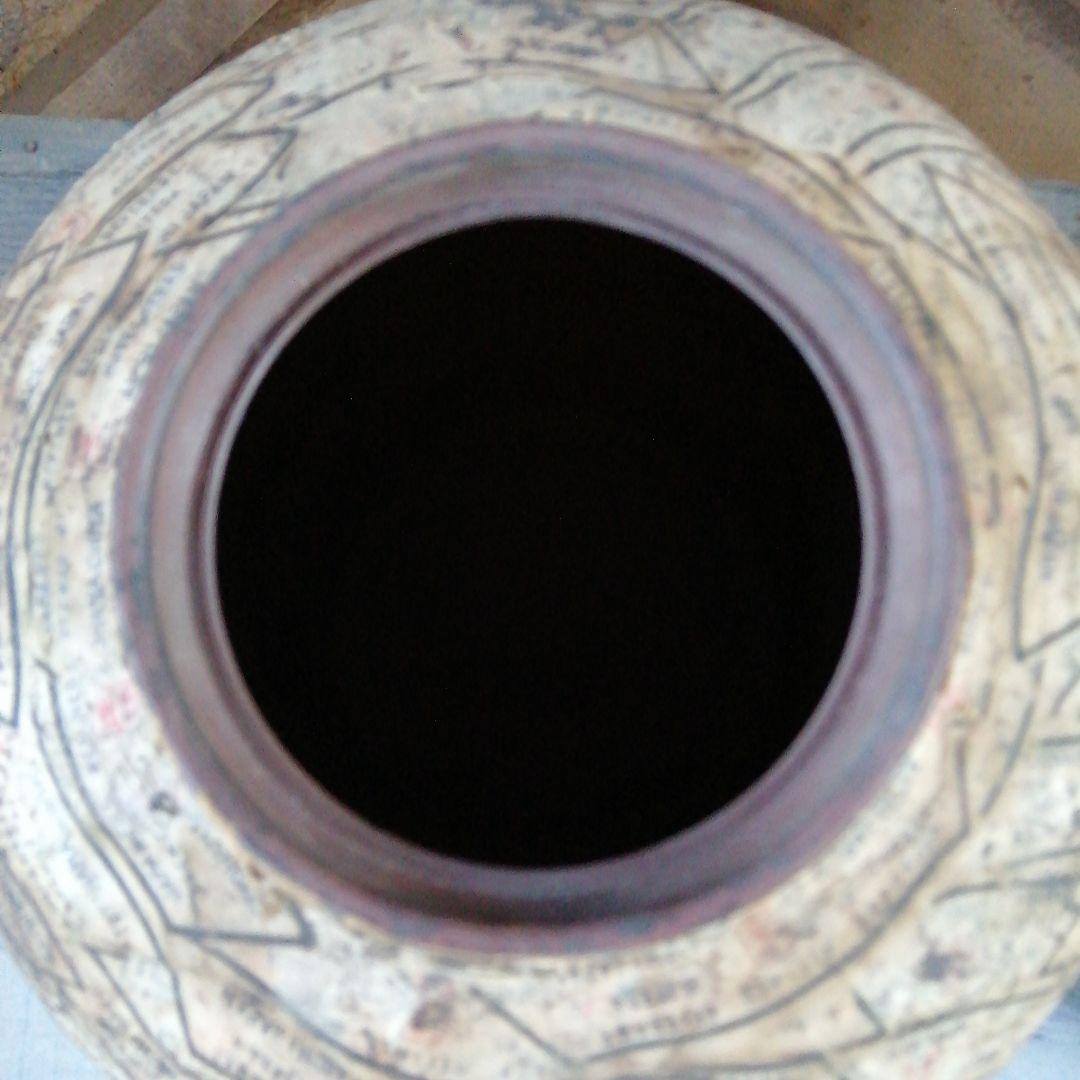 常滑焼　貿易票貼茶壺　27cm　明治～昭和初期