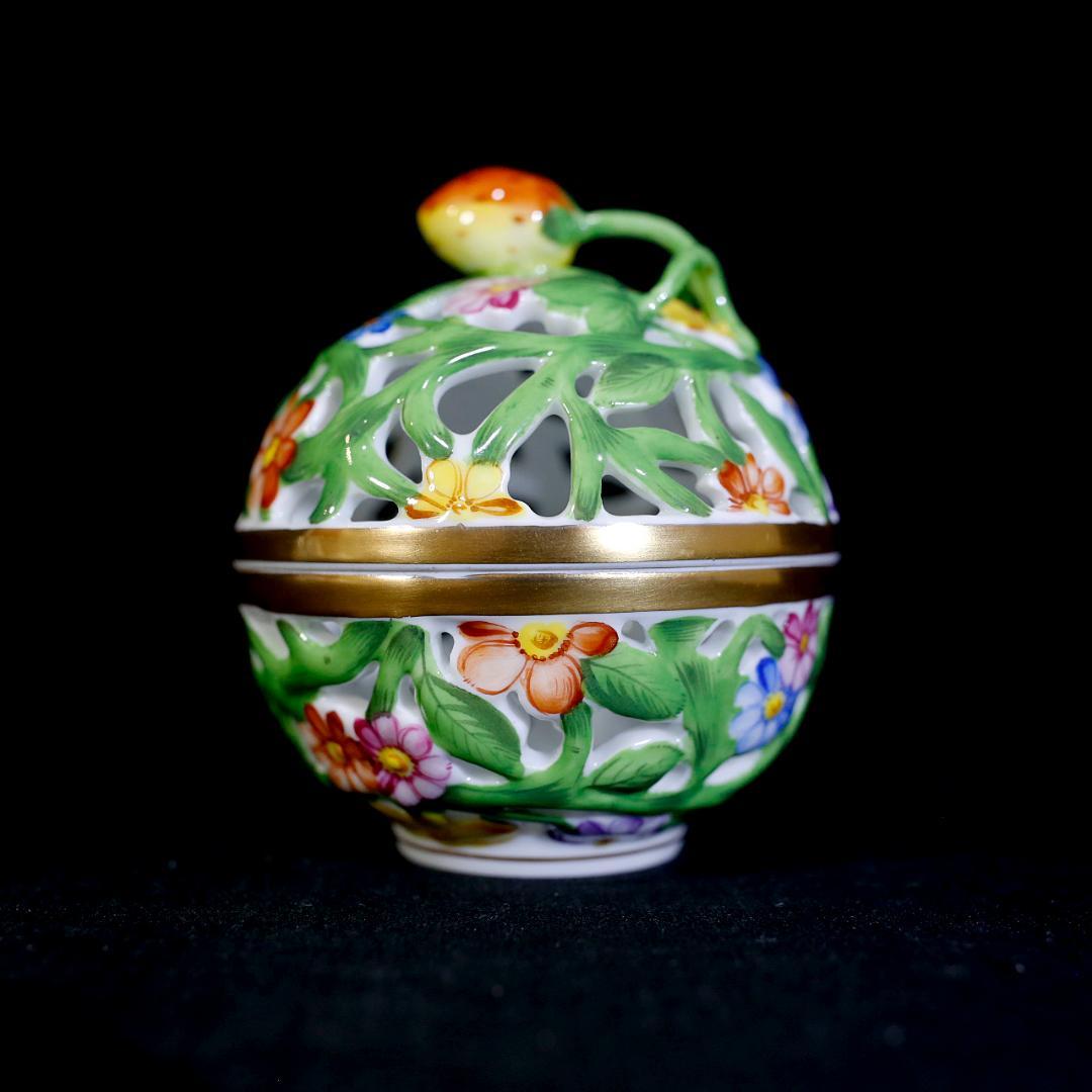 ヘレンド ボンボニール 金彩 透かし オープンワーク