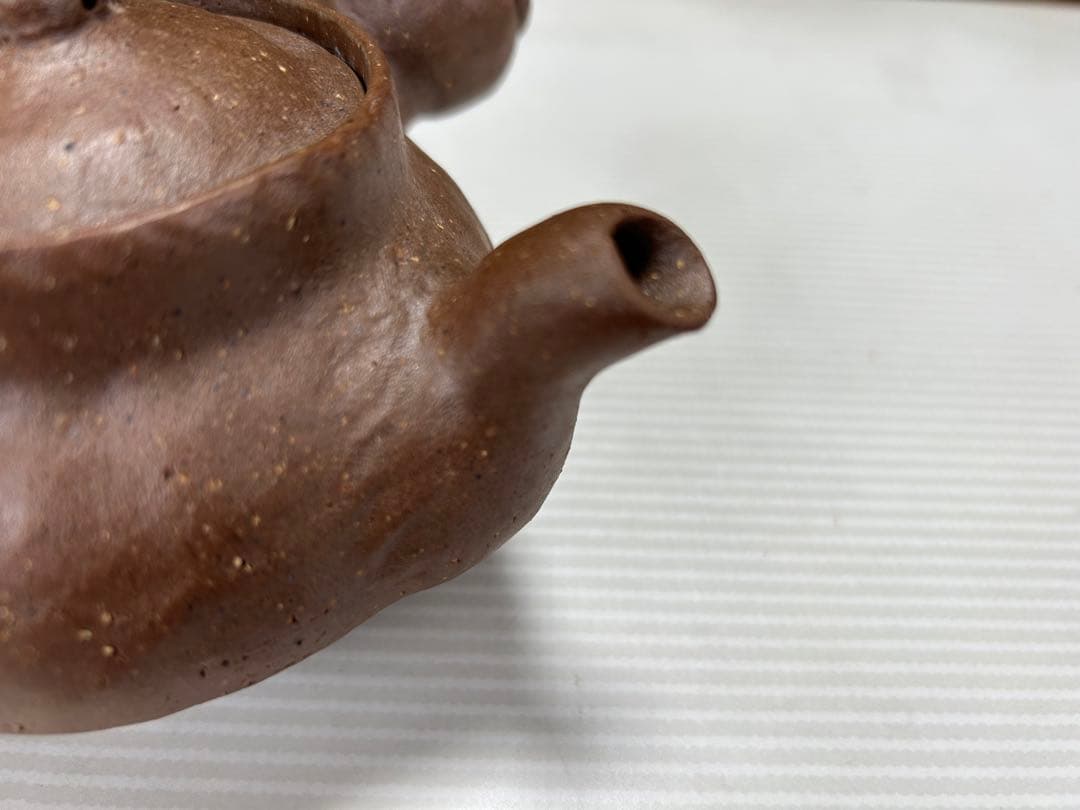 煎茶道具萬古焼古稀一光作手捻横手急須茶壷DR5552