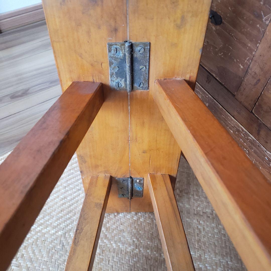 枯れた古い木製の脚立 ラダー 古道具 古家具 梯 シェルフ 棚｜古い木製