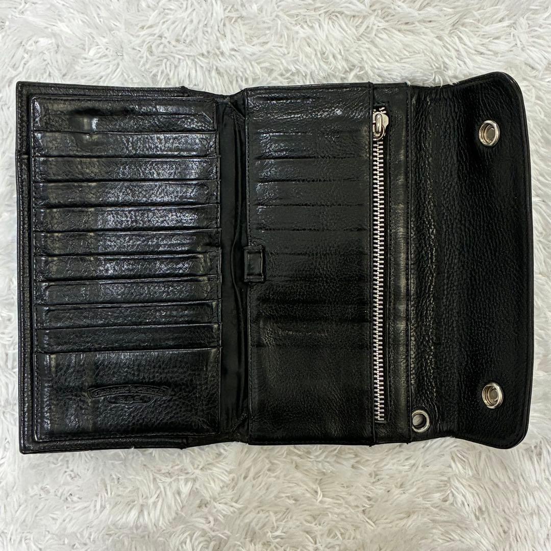 【専用】CHROME HEARTSクロムハーツ ウェーブウォレットブラックレザー