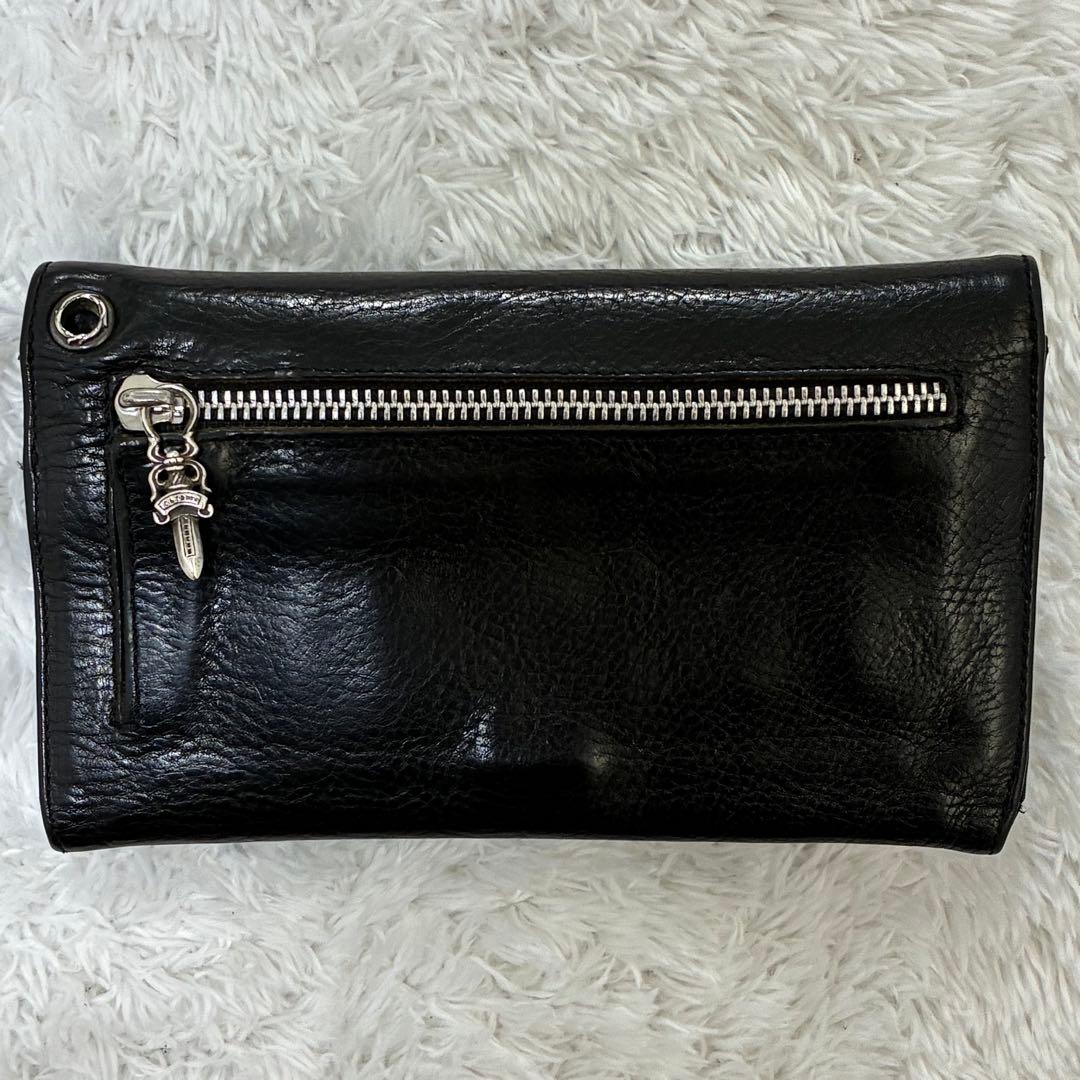【専用】CHROME HEARTSクロムハーツ ウェーブウォレットブラックレザー